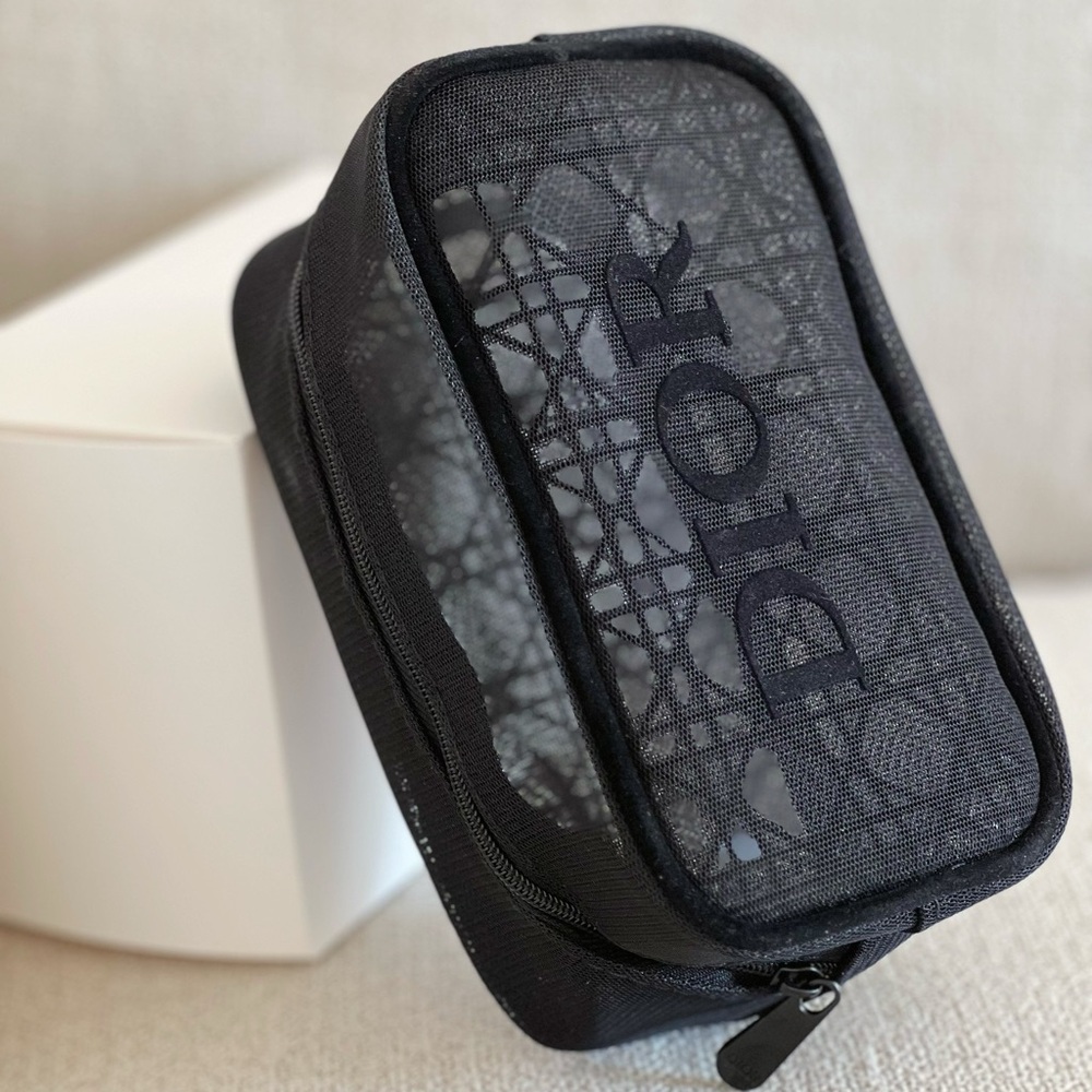 Dior Black Mesh Cosmetic Bag
